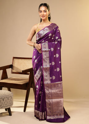 Blue Dupion Silk Saree With Blouse Piece