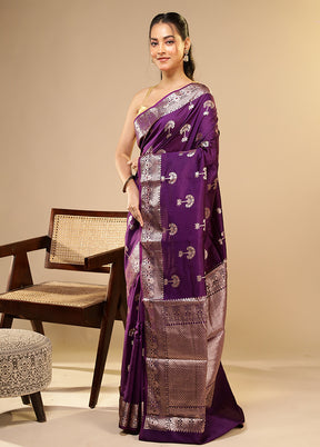 Blue Dupion Silk Saree With Blouse Piece