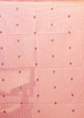 Pink Linen Silk Saree With Blouse Piece