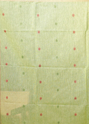 Green Linen Silk Saree With Blouse Piece