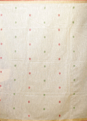 White Linen Silk Saree With Blouse Piece