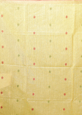 Yellow Linen Silk Saree With Blouse Piece