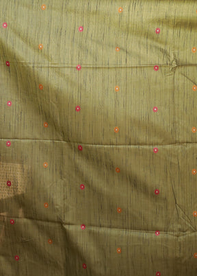 Cream Linen Silk Saree With Blouse Piece