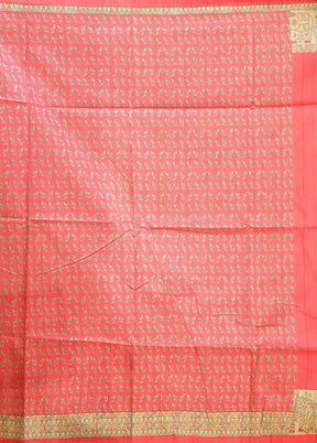 Pink Tussar Silk Saree With Blouse Piece