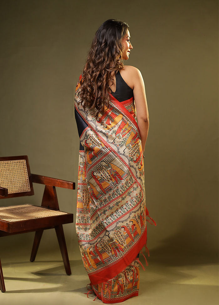 Blue Tussar Silk Saree With Blouse Piece