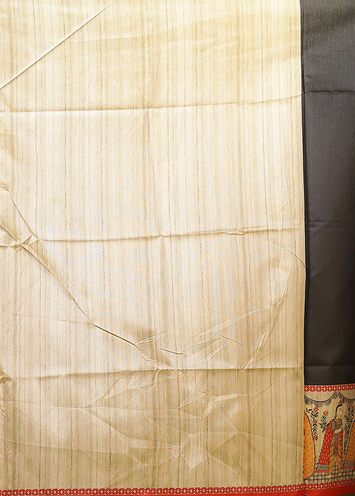 Blue Tussar Silk Saree With Blouse Piece