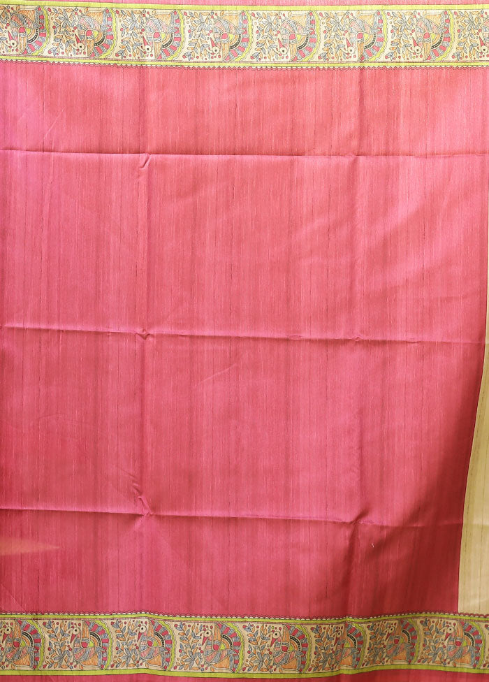 Cream Tussar Silk Saree With Blouse Piece