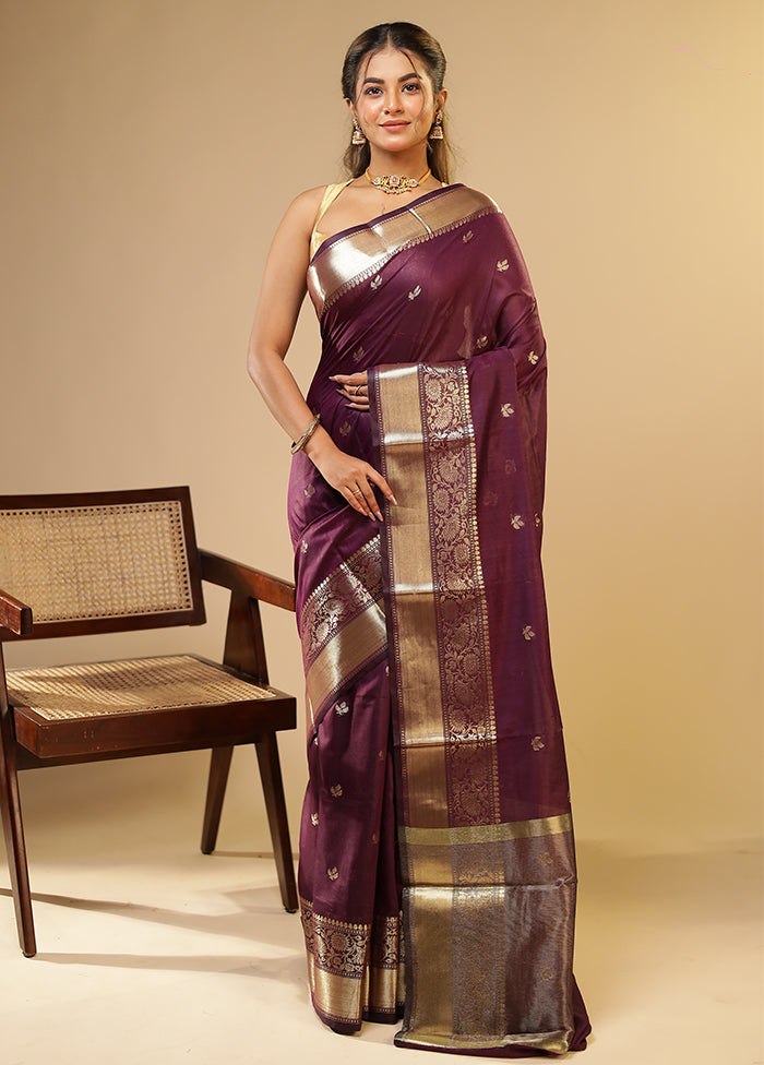 Purple Cotton Saree With Blouse Piece