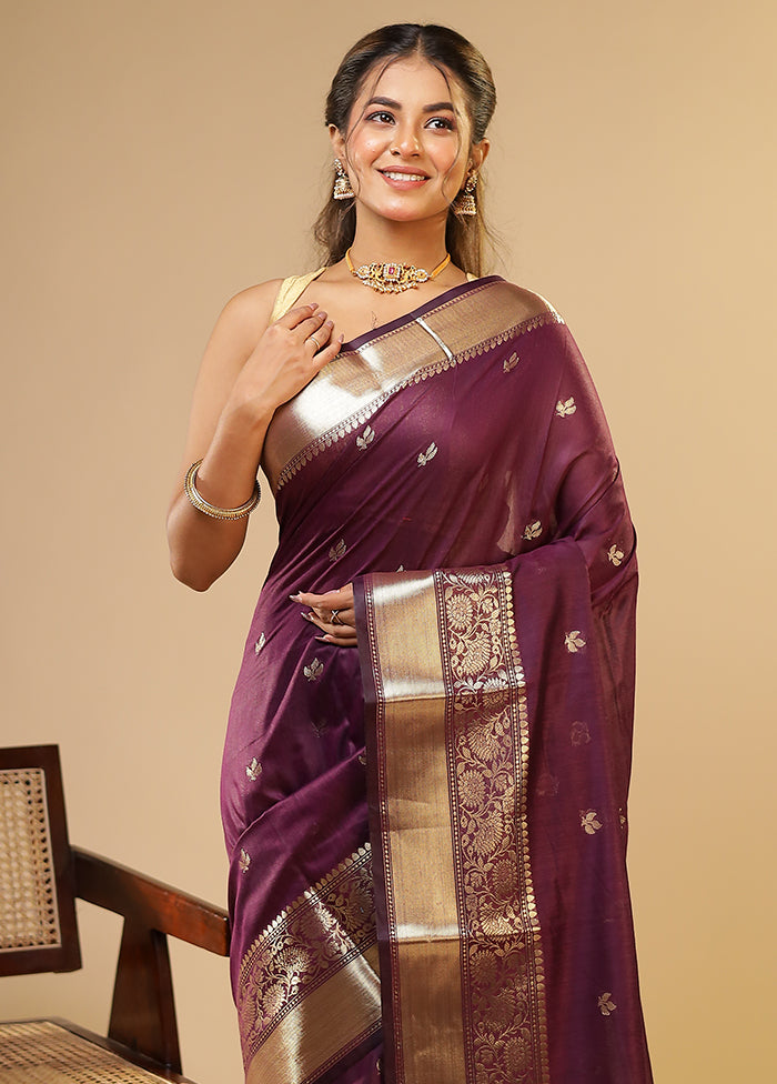 Purple Cotton Saree With Blouse Piece