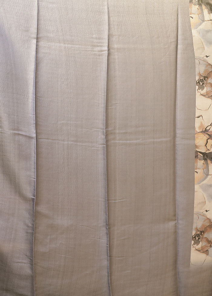Cream Tussar Silk Saree With Blouse Piece