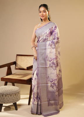 Cream Tussar Silk Saree With Blouse Piece