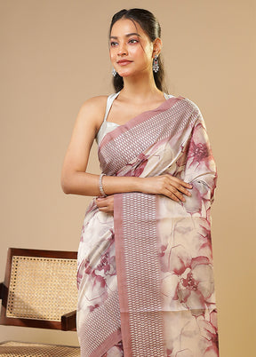 Cream Tussar Silk Saree With Blouse Piece