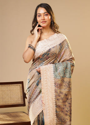 Brown Tussar Silk Saree With Blouse Piece