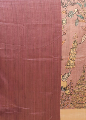 Purple Tussar Silk Saree With Blouse Piece