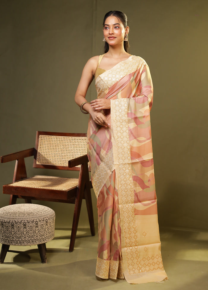 Multicolor Tussar Silk Saree With Blouse Piece