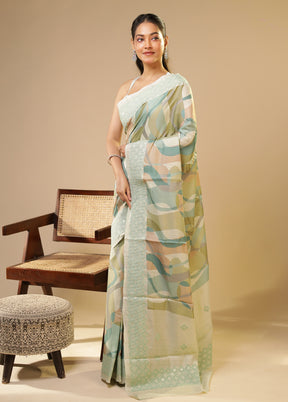 Multicolor Tussar Silk Saree With Blouse Piece