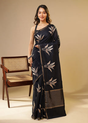 Blue Tussar Silk Saree With Blouse Piece