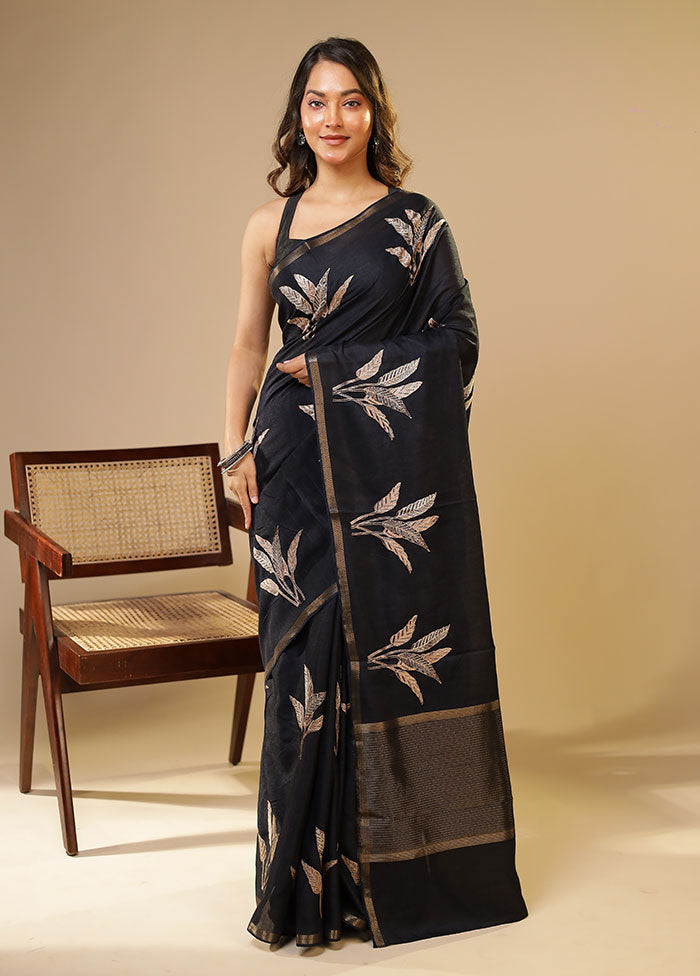 Blue Tussar Silk Saree With Blouse Piece