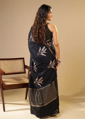 Blue Tussar Silk Saree With Blouse Piece