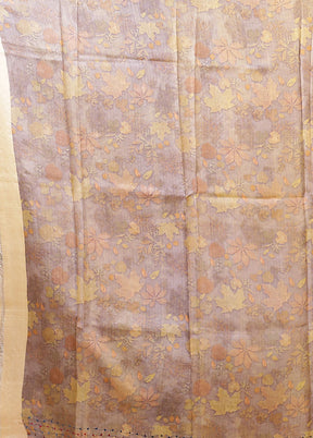 Purple Handloom Tussar Pure Silk Saree With Blouse Piece