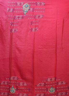 Purple Handloom Tussar Pure Silk Saree With Blouse Piece