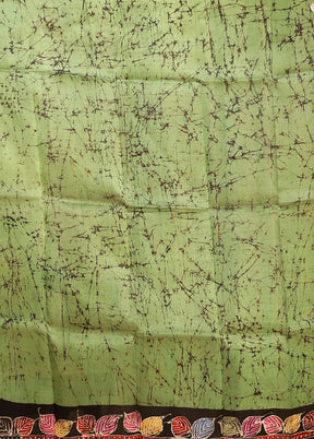 Green Printed Pure Silk Saree Without Blouse Piece