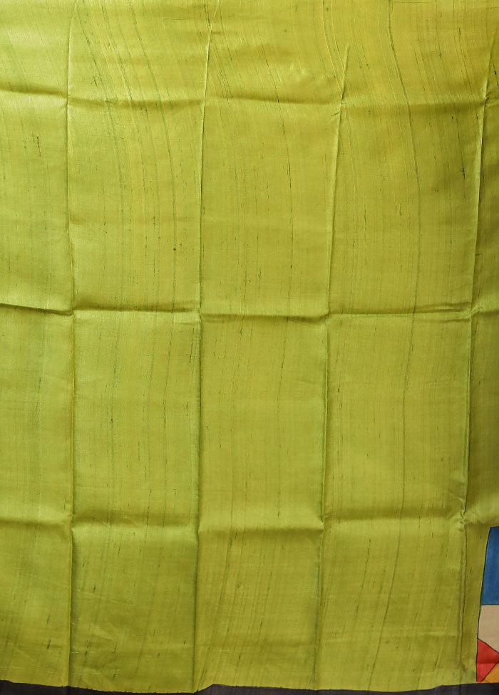 Green Printed Pure Silk Saree Without Blouse Piece