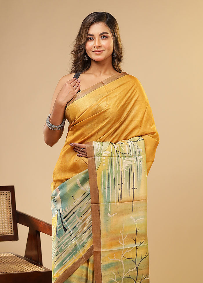 Multicolor Printed Pure Silk Saree Without Blouse Piece