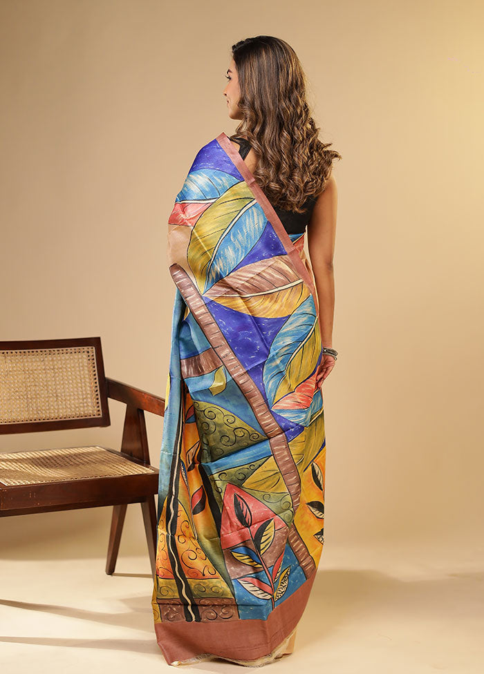 Cream Printed Pure Silk Saree Without Blouse Piece