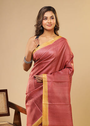Purple Printed Pure Silk Saree Without Blouse Piece