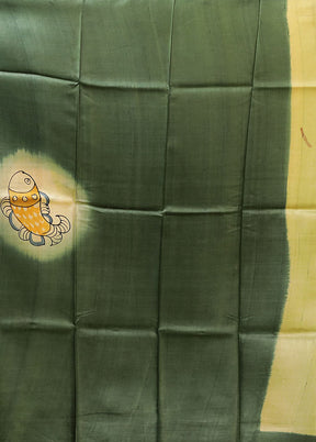 Green Printed Pure Silk Saree Without Blouse Piece