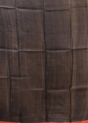Black Printed Pure Silk Saree Without Blouse Piece