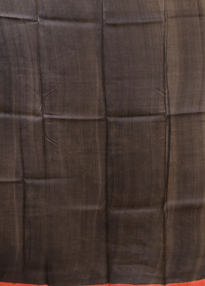 Black Printed Pure Silk Saree Without Blouse Piece