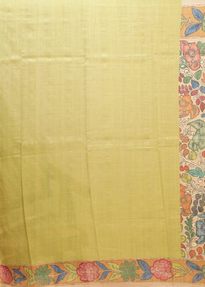 Cream Tussar Silk Saree With Blouse Piece