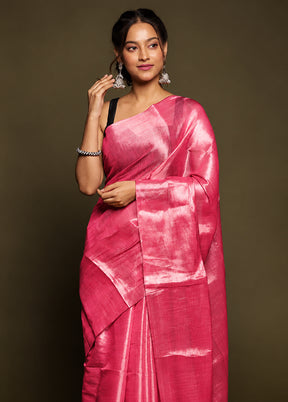 Pink Tissue Silk Saree With Blouse Piece