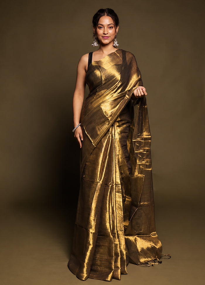 Gold Tissue Silk Saree With Blouse Piece