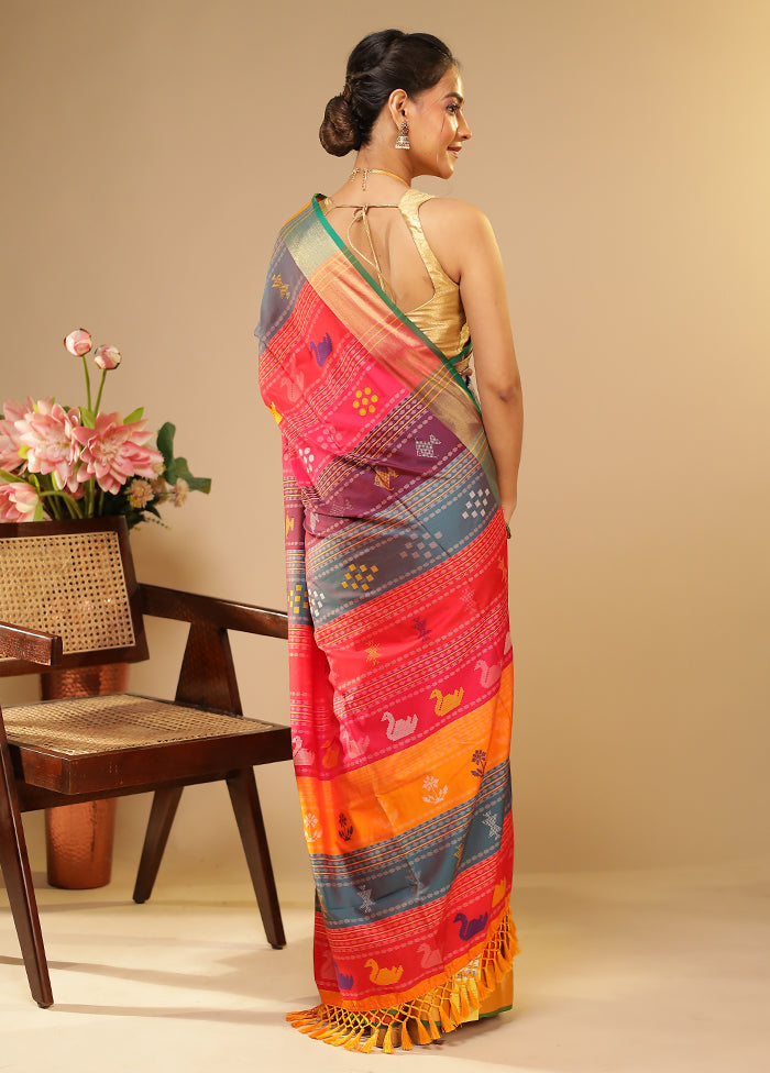 Multicolor Kalakethra Saree With Blouse Piece