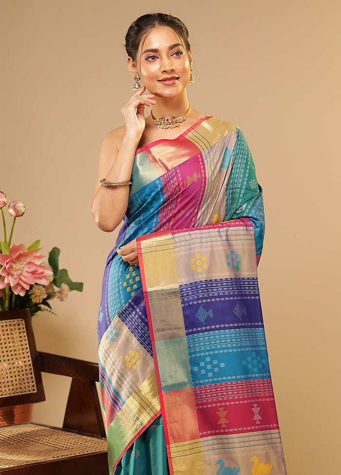 Multicolor Kalakethra Saree With Blouse Piece
