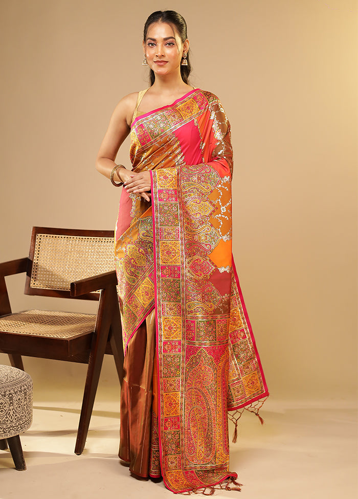 Multicolor Dupion Silk Saree With Blouse Piece