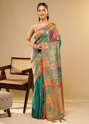 Multicolor Dupion Silk Saree With Blouse Piece
