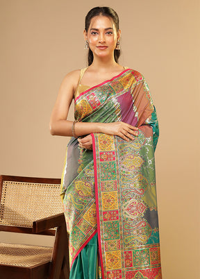 Multicolor Dupion Silk Saree With Blouse Piece