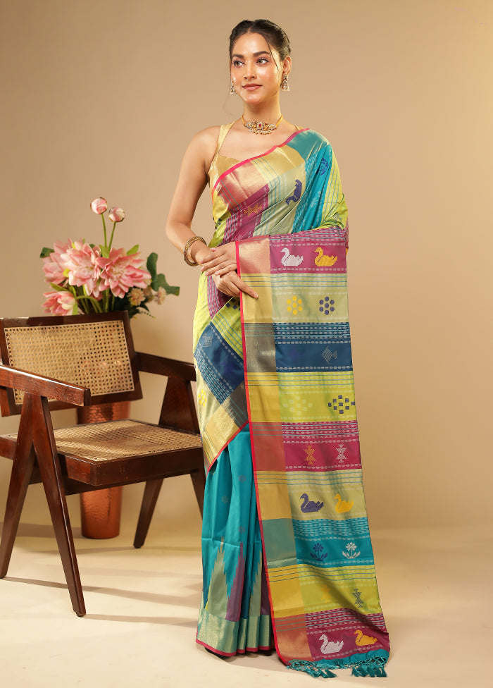 Multicolor Kalakethra Saree With Blouse Piece