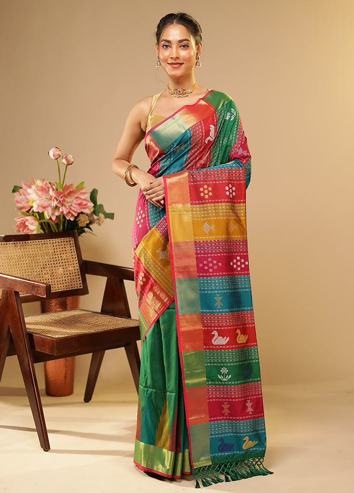 Multicolor Kalakethra Saree With Blouse Piece