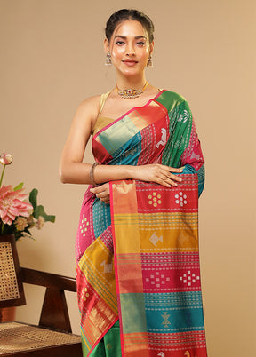 Multicolor Kalakethra Saree With Blouse Piece