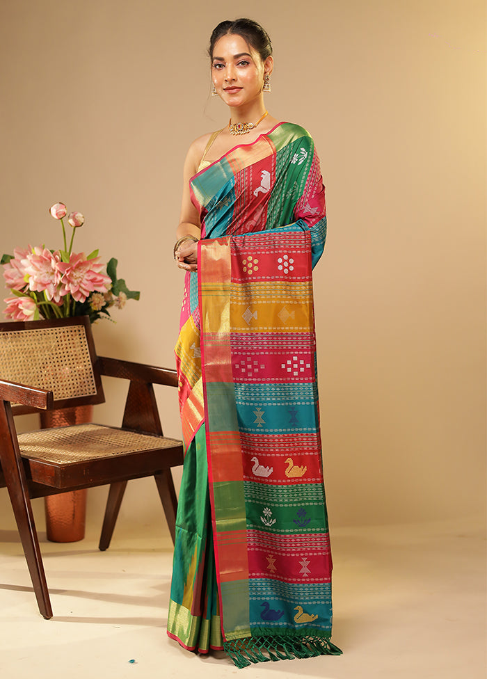 Multicolor Kalakethra Saree With Blouse Piece