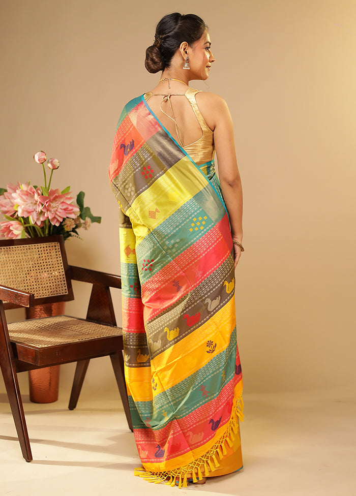 Multicolor Kalakethra Saree With Blouse Piece