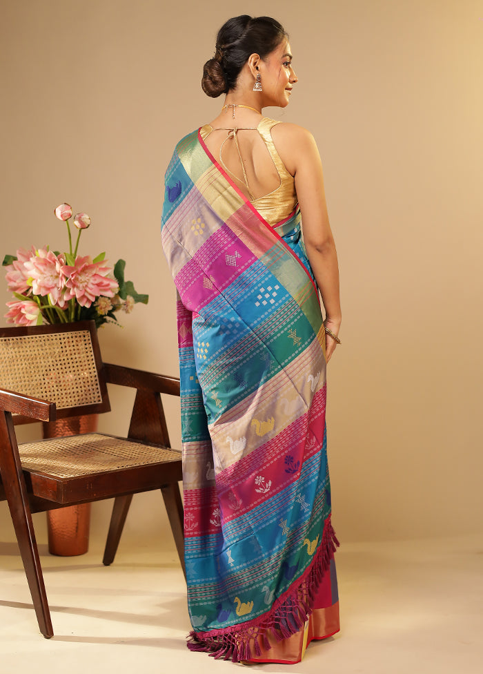 Multicolor Kalakethra Saree With Blouse Piece
