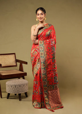 Pink Handloom Pure Georgette Saree With Blouse Piece