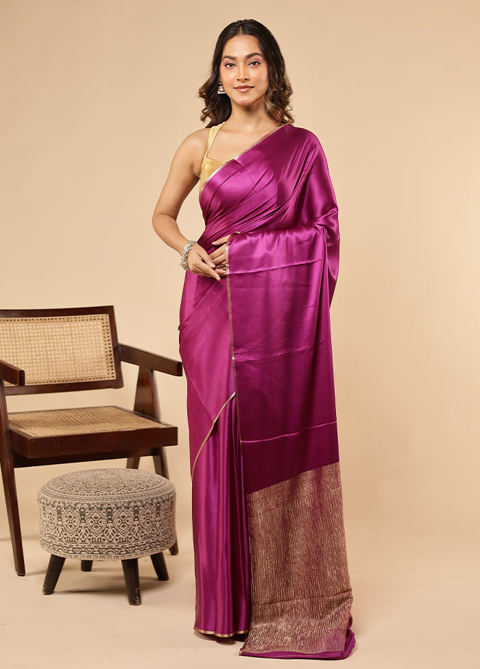 Purple Printed Pure Silk Saree With Blouse Piece