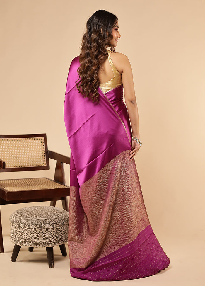 Purple Printed Pure Silk Saree With Blouse Piece